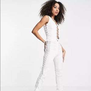 I Saw it First Lace-Up Straight Leg Pants in White